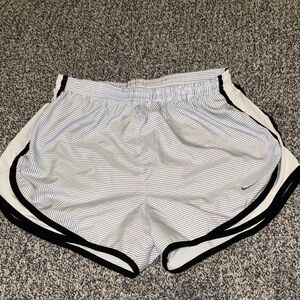 Nike Women's Black and White Striped Athletic Shorts